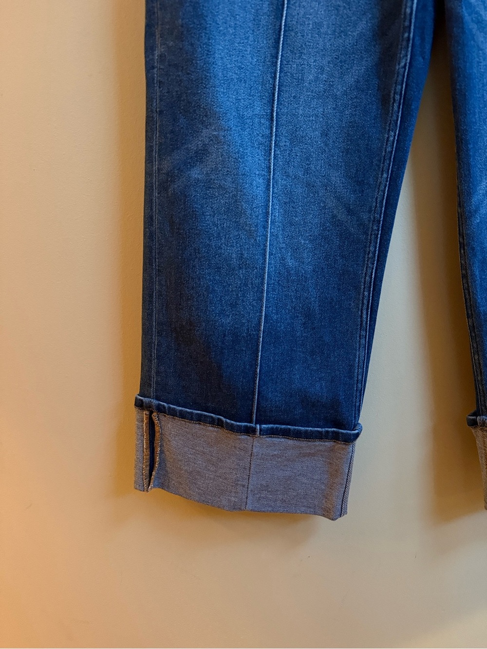 Dark Blue Women Jeans with Cuffed Bottom - Picture 2 of 8